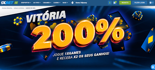 1xGames e ganhe 200% de ganhos
