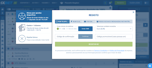 Bónus de registo 1xBet